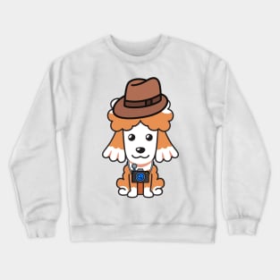 Funny poodle is holding a camera Crewneck Sweatshirt